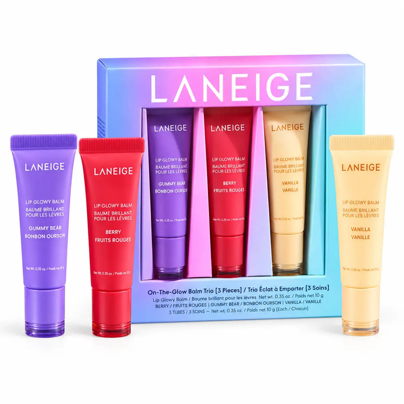 Laneige Lip Glowy Balm Trio Set of 3 (Berry, Gummy Bear, Vanilla)