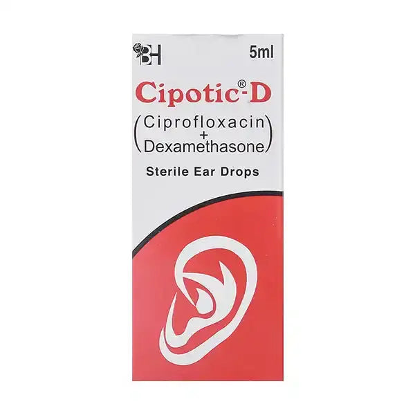 Cipotic-D Ear Drops 5ml – Ciprofloxacin & Dexamethasone for Ear Infection