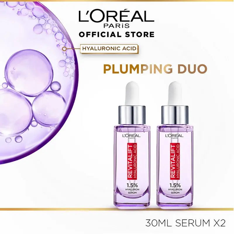 L'Oreal Paris Revitalift 1.5% Hyaluronic Acid Face Serum 30ml (Pack of 2)