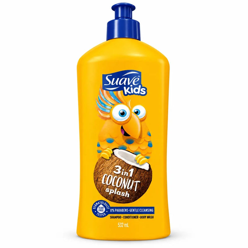 Suave Kids 3-in-1 Coconut Splash Shampoo, Conditioner & Body Wash 532ml