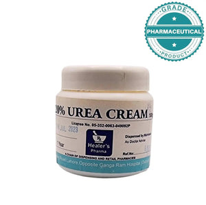 Ingredient label of 20% Urea keratolytic cream for thick dry and callused skin
