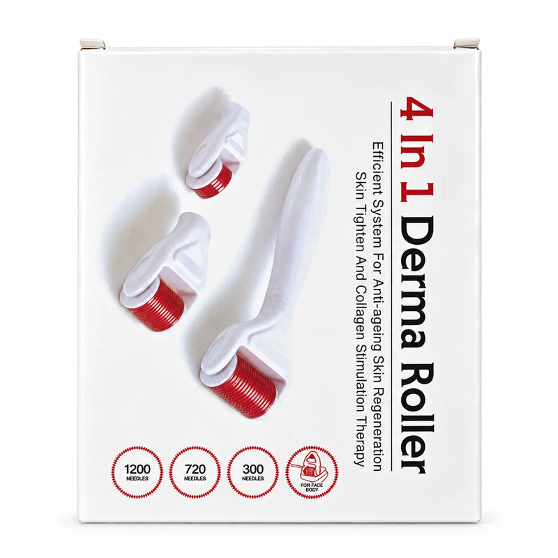 4-in-1 Derma Roller Skin & Hair Therapy Kit (Multiple Needle Heads)