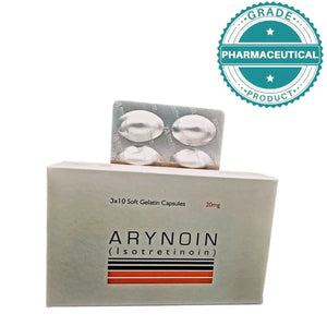 Arynoin Isotretinoin 20mg blister pack — prescription acne capsule derma.pk Pakistan