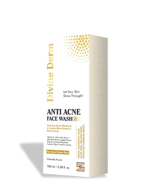 Divine Derm Anti-Acne Face Wash 100ml for oily and acne-prone skin — back label
