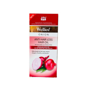 Wellice Onion Hair Oil 150ml showing bottle and onion ingredients – View Product Detail