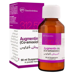 Augmentin DS 312.5mg/5ml Suspension (90ml) - Stronger Amoxicillin/Clavulanate for Kids - derma.pk