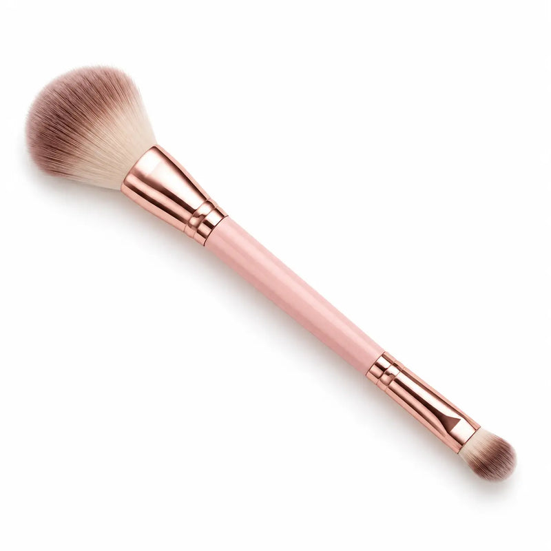 Dual-Ended Complexion Brush, Rose Gold — Blush & Eyeshadow Ends
