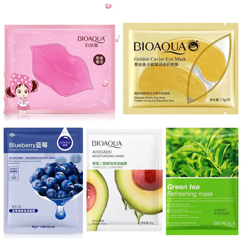 BIOAQUA Pack of 5 Moisturizing Whitening Face Mask Sheet - Assorted Variants (Sent at Random Based on Availability)