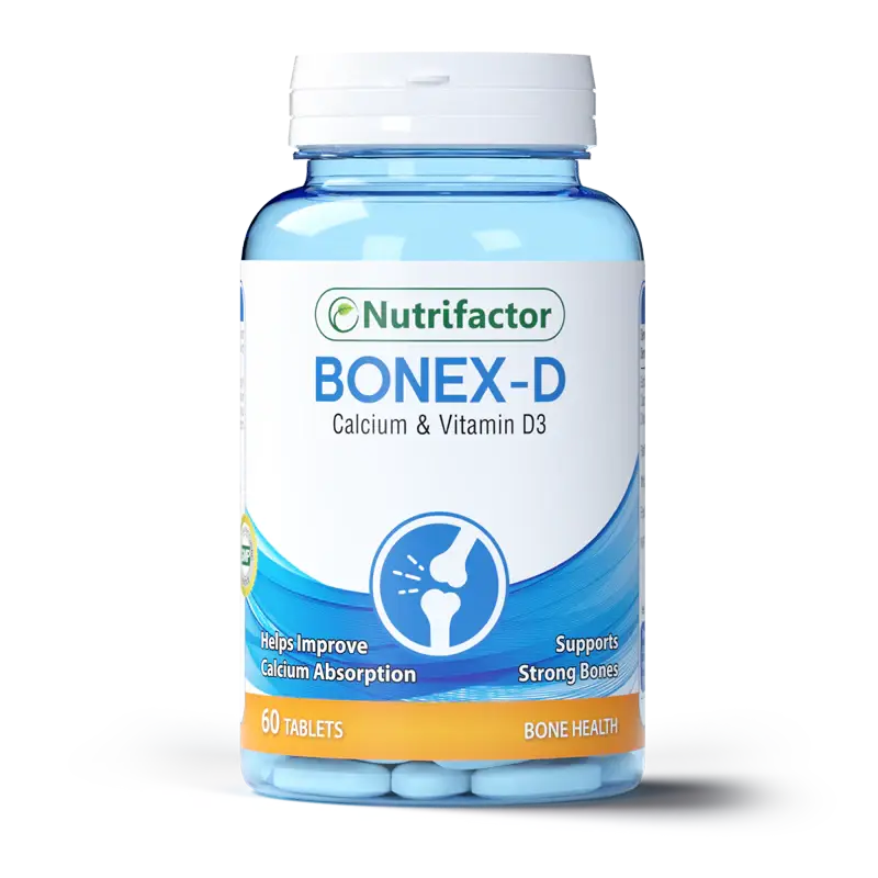 Bonex-D Tablets 60s — Calcium 500mg + Vitamin D3 400IU for Bone Health