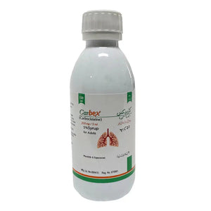Carbex 250mg carbocisteine adult mucolytic syrup 120ml bottle