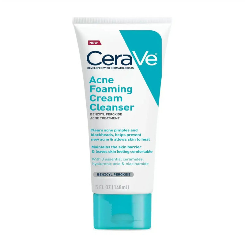 CeraVe Acne Foaming Cream Cleanser with 4% Benzoyl Peroxide