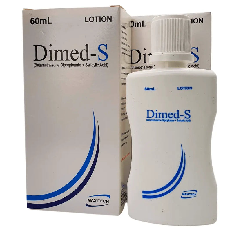 Maxitech Dimed-S Betamethasone Salicylic Acid Lotion 60ml — Eczema & Itchy Skin Relief