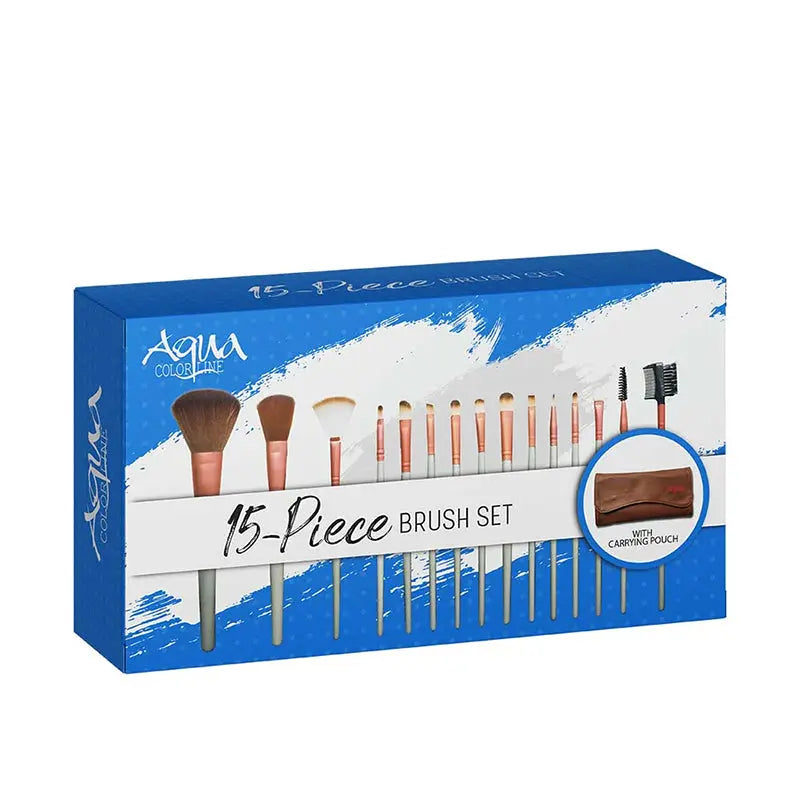Aqua color line 15 pieces Brush Set.