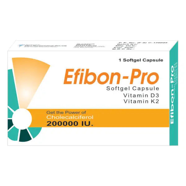 Efibon Pro Softgel Capsule – Vitamin D3 + K2 for Bone & Muscle Strength