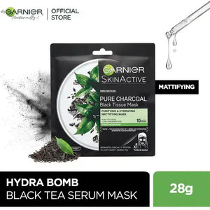Garnier Skin Active Pure Charcoal Black Tea Tissue Face Mask 28 G
