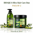 Bioaqua Pack of 2 Olive Shampoo & Hair Mask Set - Anti-Dandruff & Repairing Duo - 400ml + 500g photo 1