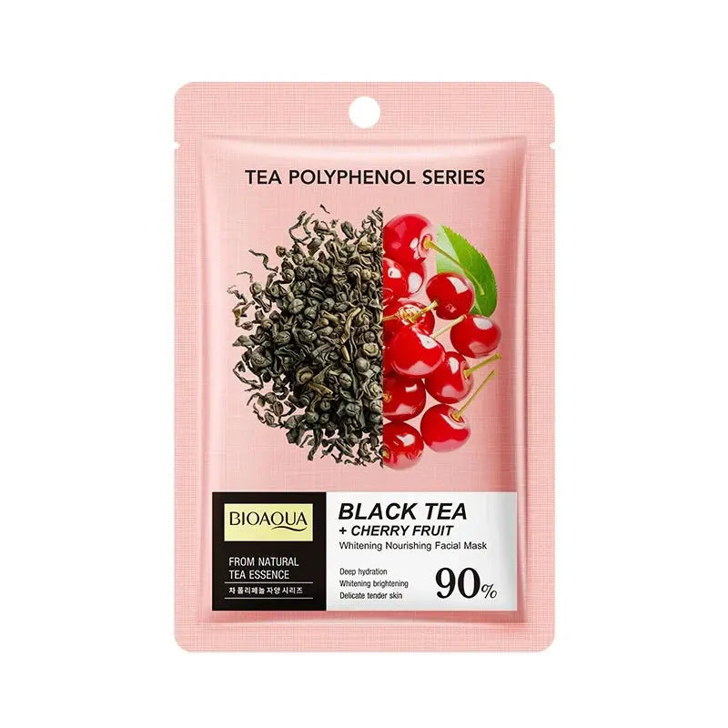 BIOAQUA Black Tea & Cherry Fruit Whitening Nourishing Facial Sheet Mask 25ml