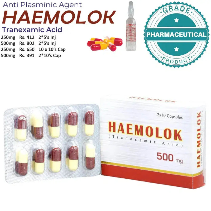 Haemolok Capsules (Tranexamic Acid) 500mg Pack of 20