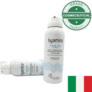 Hyamira Face HA Spray fine mist application on skin face