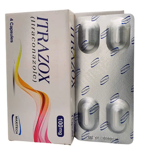 Maxitech Itrazox 100mg antifungal capsules for ringworm and nail fungus