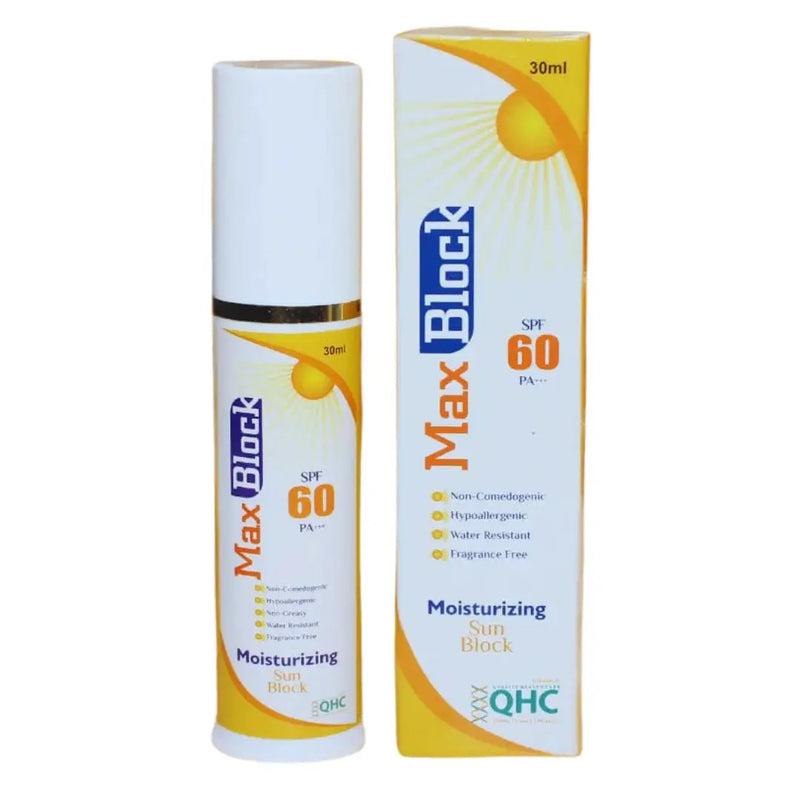QHC Max-Block SPF 60 Moisturizing Sunblock 30ml — Sunscreen, UV Protection