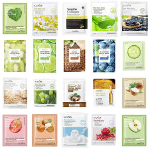 SADOER Plant-Based Face Sheet Masks - Multi-Pack (3/5/10/12 Pcs Random) - Assorted Variants (Sent at Random Based on Availability)