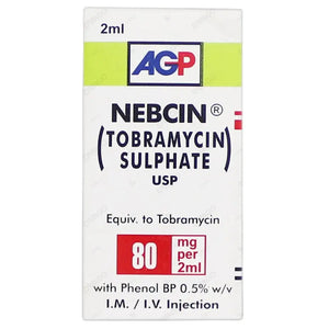 Nebcin IM/IV Injection 80mg/2ml (Tobramycin) - AGP Pharma | derma.pk