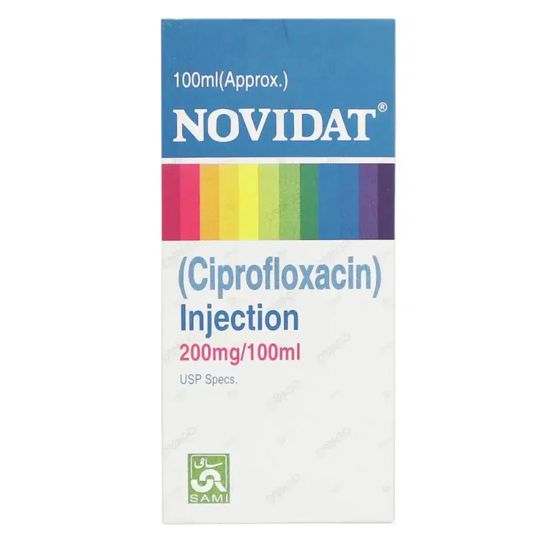 Novidat Injection 200mg/100ml (Ciprofloxacin) Sami Pharma | derma.pk