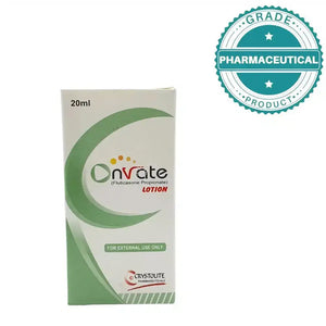 Onvate Lotion 20ml back label — Crystolite Fluticasone Propionate eczema lotion Pakistan