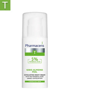 Pharmaceris T Sebo-Almond Peel 5% Exfoliating Night Cream 50ml for acne-prone skin — Derma.pk