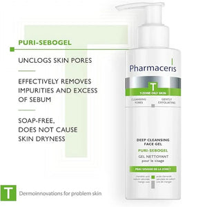 Pharmaceris T Puri-Sebogel deep cleansing face gel non-foaming formula for pore cleansing