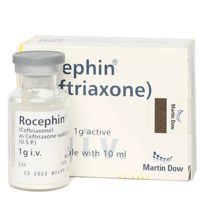 Rocephin 1gm IV Injection — ceftriaxone antibiotic available at Derma.pk