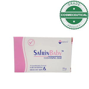 Safrin Baby Cleansing Bar 75g neutral-pH fragrance-free packaging – View Product Detail