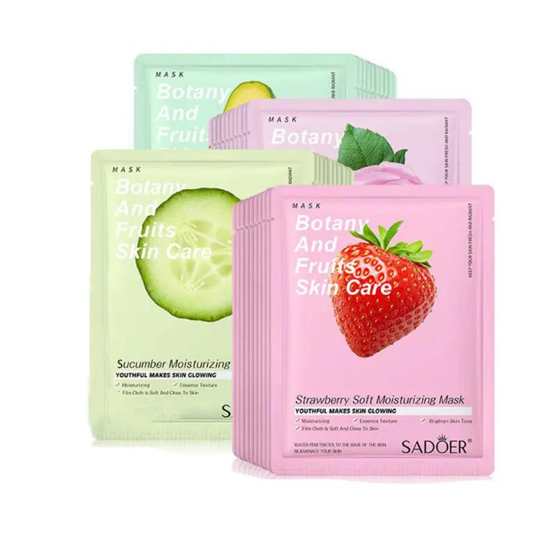 SADOER Pack of 5 Botany And Fruits Brightening Moisturizing Facial Mask (Random 5) - Assorted Variants (Sent at Random Based on Availability)