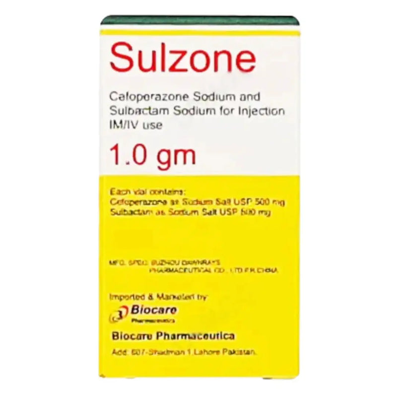 Sulzone Injection 1g (Cefoperazone & Sulbactam) - Biocare - derma.pk
