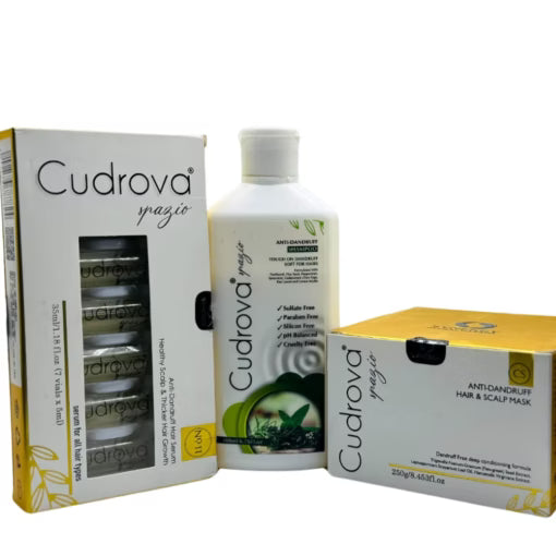Cudrova Spazio Anti-Dandruff Hair Care Trio: Shampoo, Serum & Mask