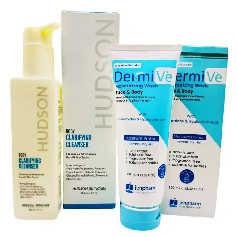 Body Care Essentials Discount Box: Dermive Moisturizing Wash & Hudson Cleanser