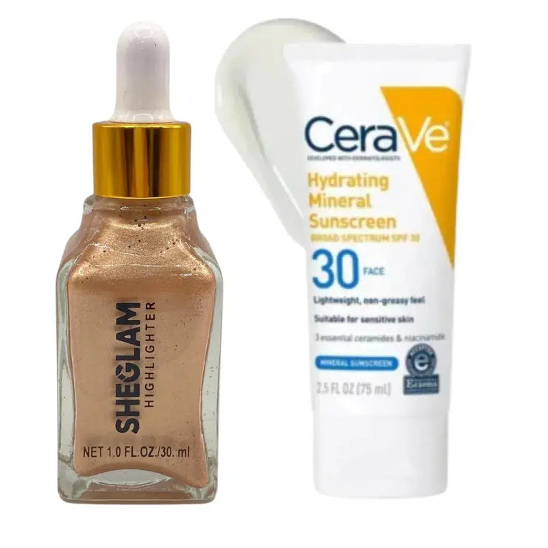 Hydrating Sunscreen SPF 50 & SheGlam Highlighter Bundle