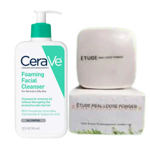 Skincare & Makeup Essentials: CeraVe Cleanser + Etude Powder | derma.pk