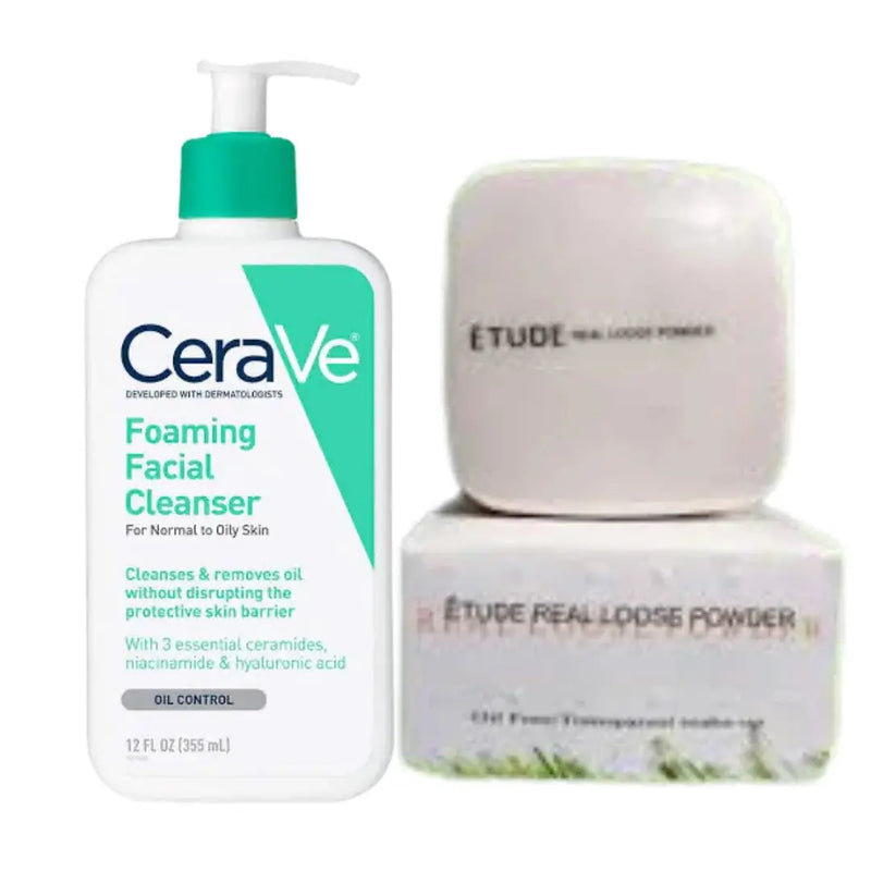 CeraVe Foaming Cleanser 237ml + Etude Real Loose Powder 21 Duo