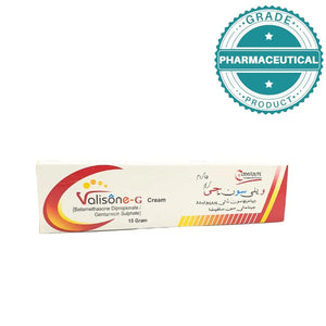 Valisone-G Cream 15g side view — triple-action corticosteroid antibiotic keratolytic cream