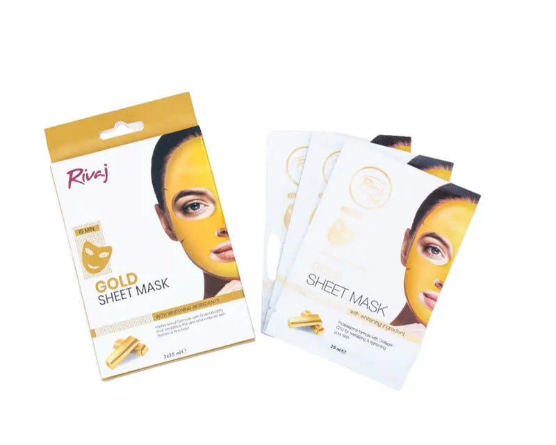 Rivaj Gold Sheet Mask – 24K Anti-Aging & Brightening Treatment