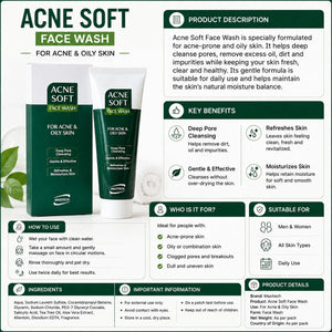 Maxitech Acne Soft Face Wash 120ml — pore-clearing cleanser for oily skin