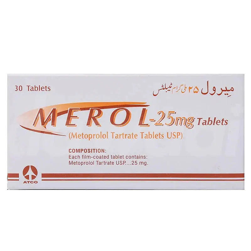 Merol Tablets 25mg – Metoprolol Tartrate for Hypertension & Heart Health