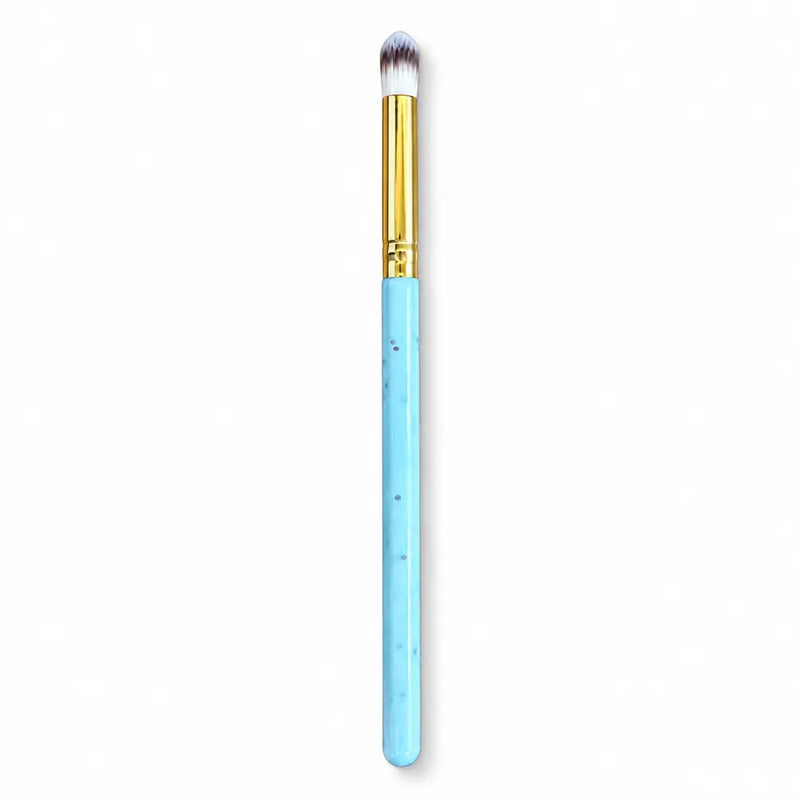 Small Precision Shadow Brush - Blue Speckled Handle Gold Ferrule - 034