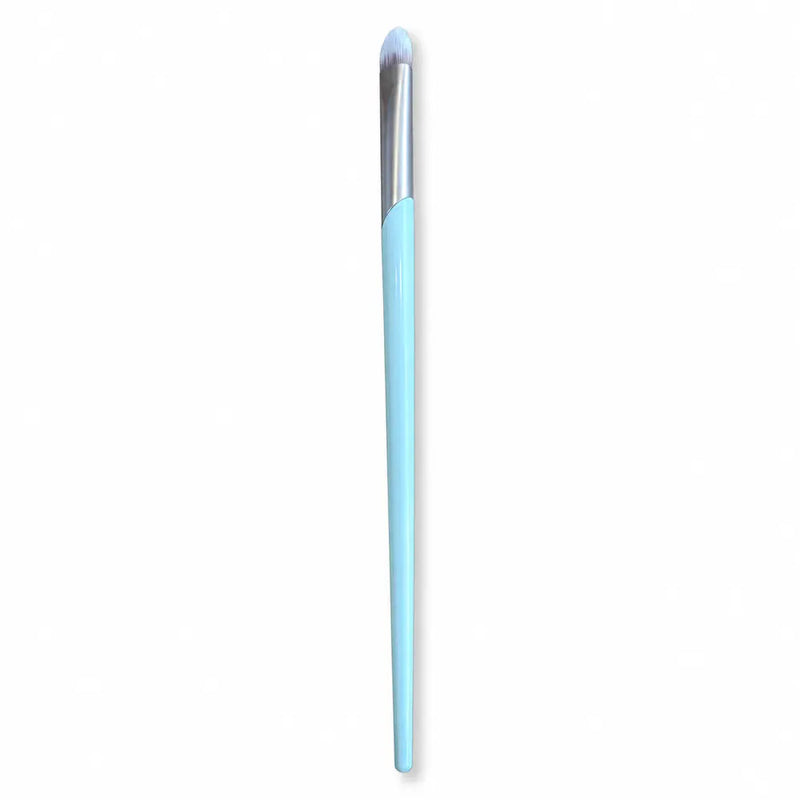 Tapered Detail Brush - Light Blue Handle Silver Ferrule - 048