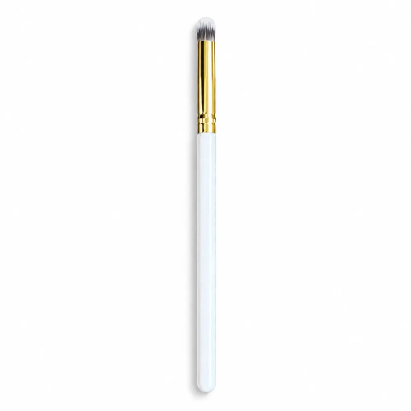 Small Flat Concealer Brush - White Handle Gold Ferrule - 049