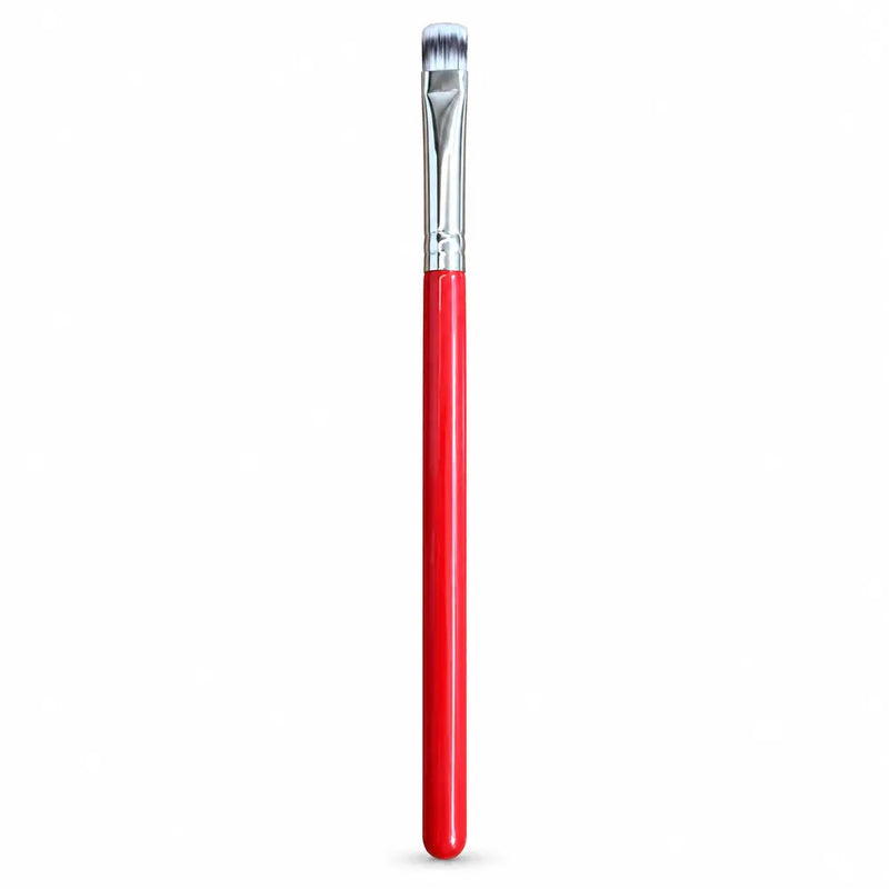 Flat Angled Definer/Eyeliner Brush - Red Handle Silver Ferrule - 061