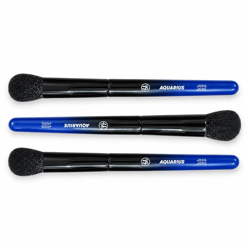 AQUARIUS (Zodiac Line) Dual-Ended Blending Brush - Black/Blue Handle - 068