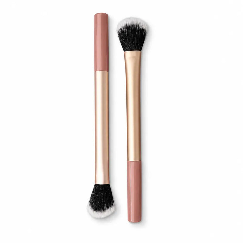 Dual-Ended Contour/Highlight Brush - Rose Gold Handle - 074
